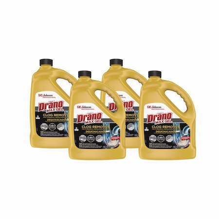 Drano Max Gel Clog Remover, Bleach Scent, 128 oz Bottle, PK4 696642